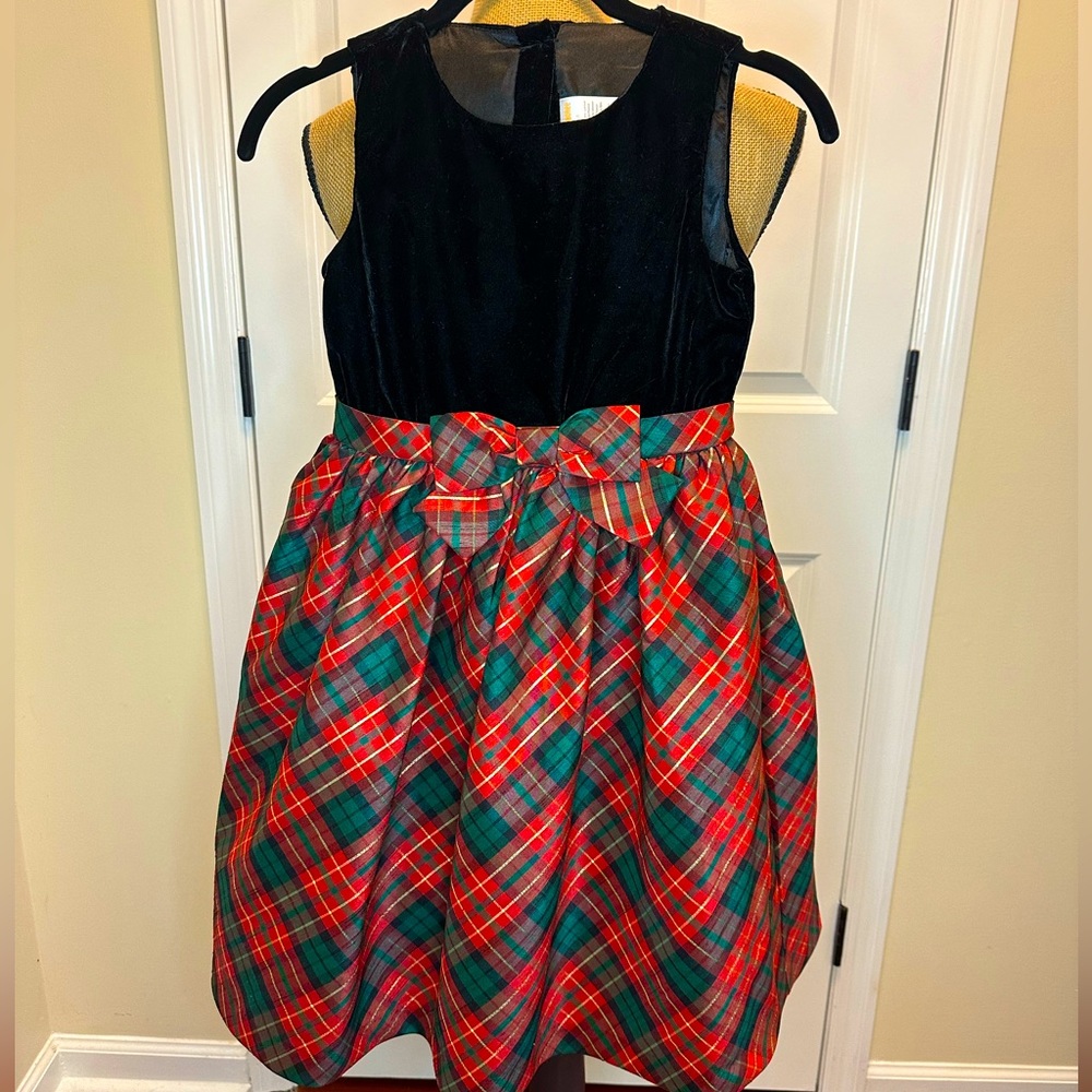 Gymboree Plaid and Velvet Girls Sleeveless Christmas Holiday Dress size 8